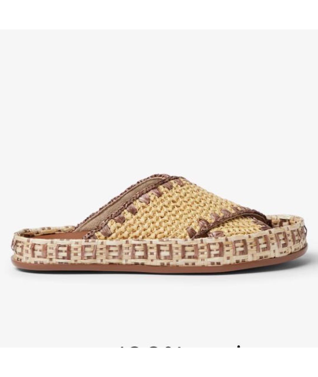 FENDI Бежевые шлепанцы, фото 5