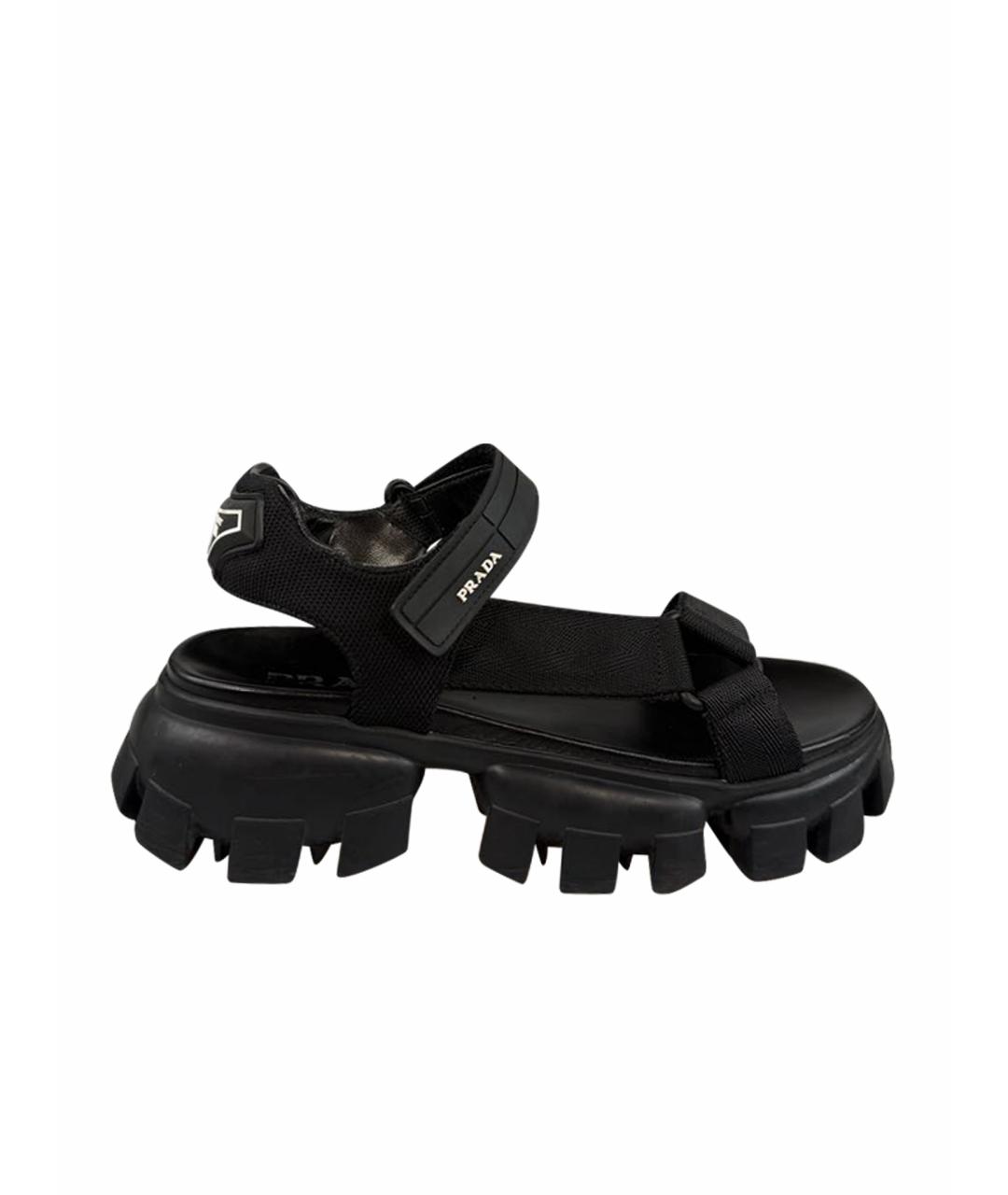 PRADA Черные текстильные сандалии, фото 1