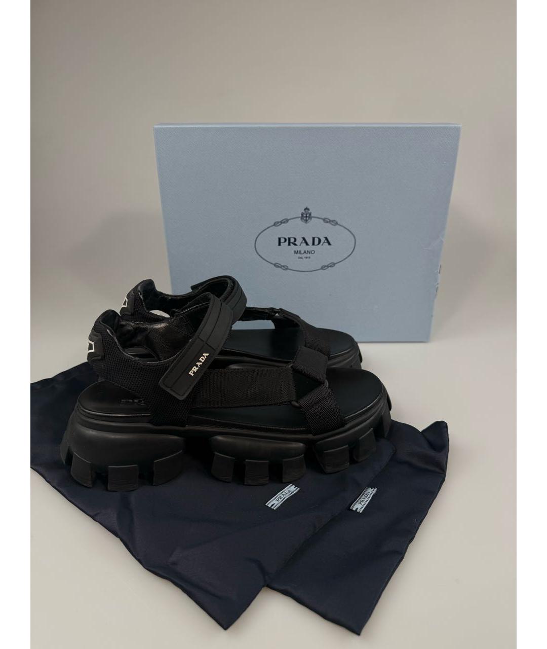 PRADA Черные текстильные сандалии, фото 5