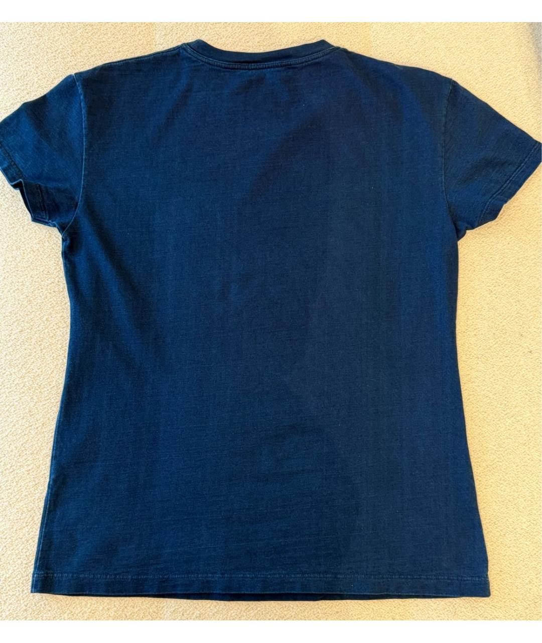 MIU MIU Темно-синяя хлопковая футболка, фото 2