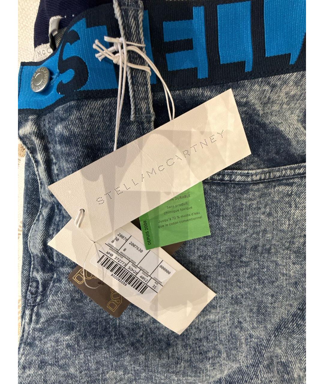 STELLA MCCARTNEY Голубые хлопок-полиэтиленовые джинсы слим, фото 7