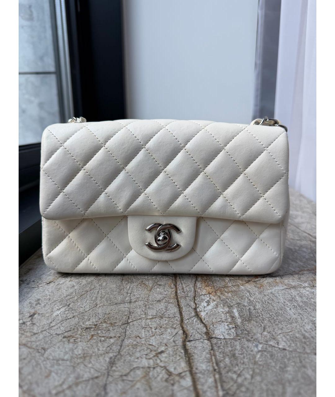 CHANEL Белая кожаная сумка через плечо, фото 7
