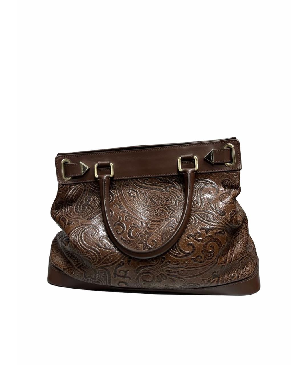 ETRO Коричневая кожаная сумка с короткими ручками, фото 1