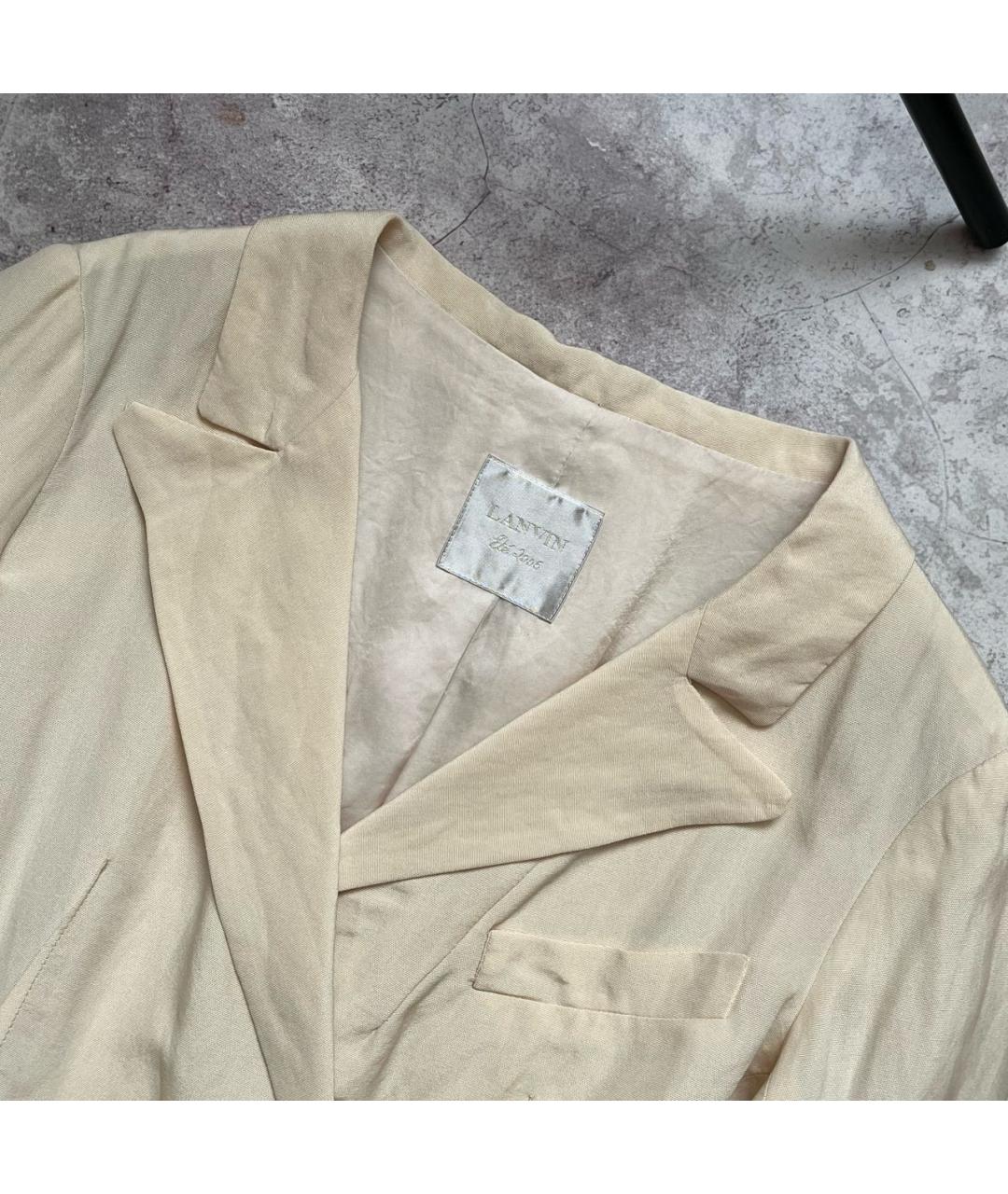 LANVIN Бежевое шелковое пальто, фото 4