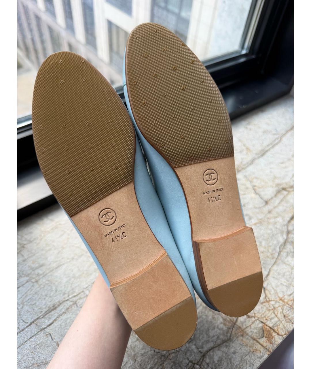 CHANEL Голубые кожаные балетки, фото 6