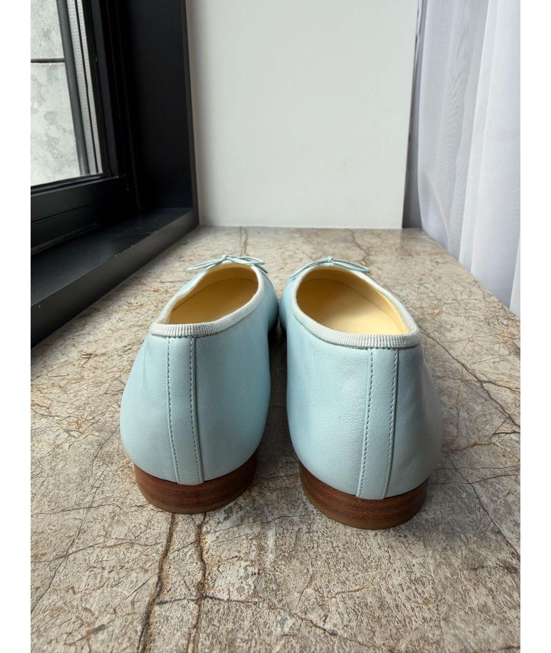 CHANEL Голубые кожаные балетки, фото 4