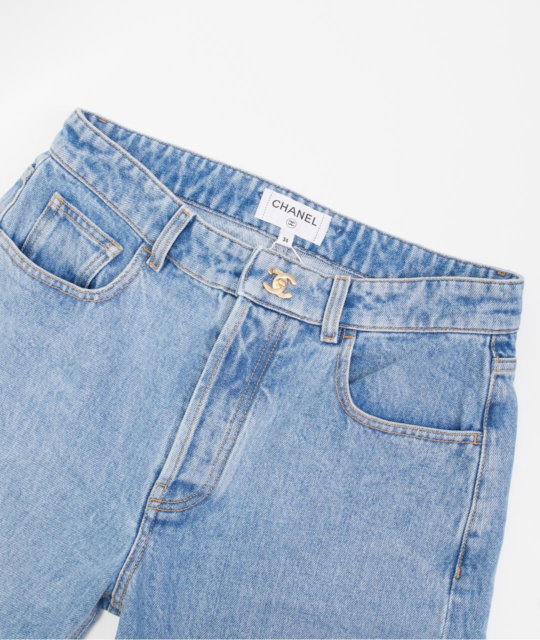 CHANEL Голубые хлопковые прямые джинсы, фото 4