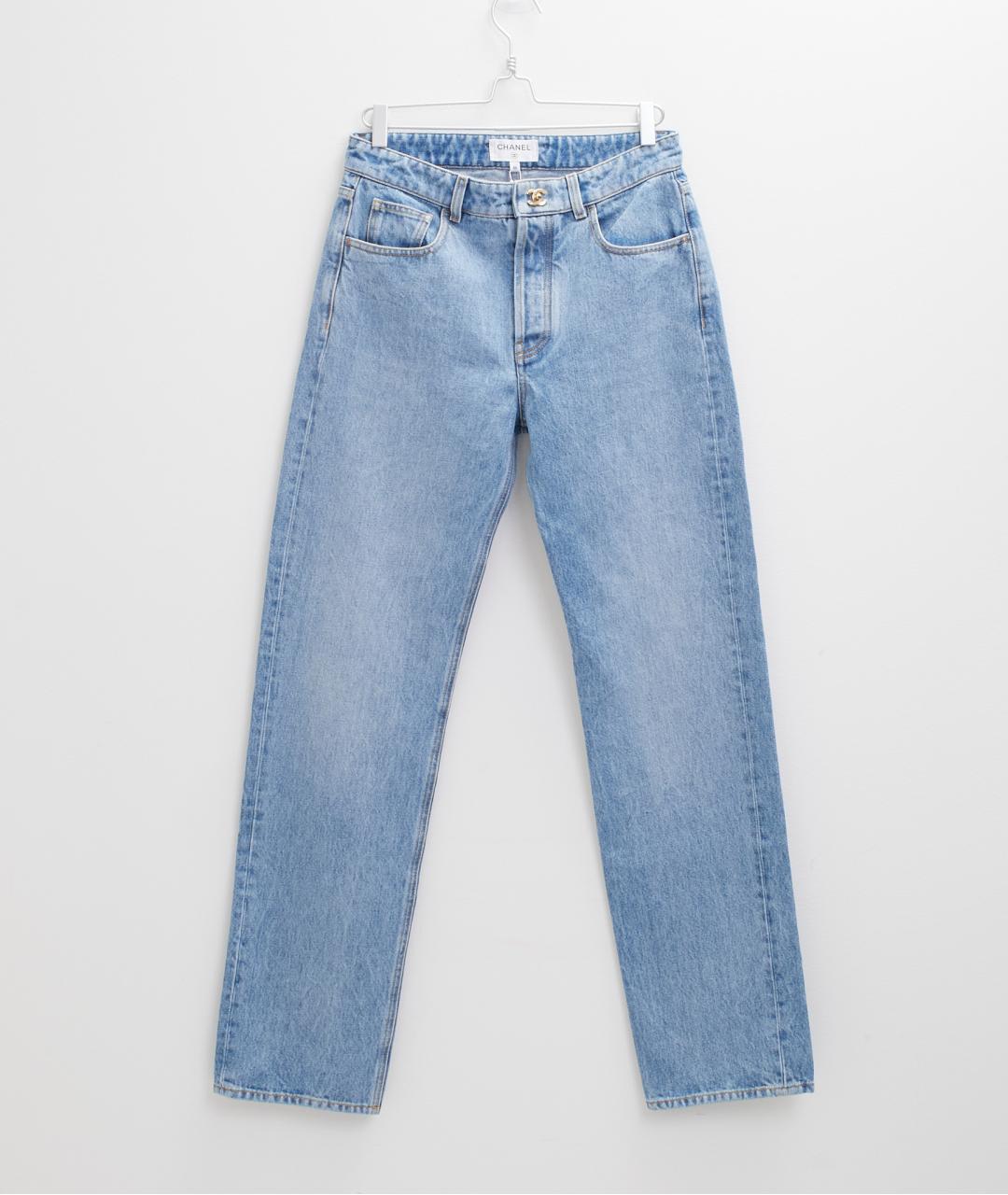 CHANEL Голубые хлопковые прямые джинсы, фото 5