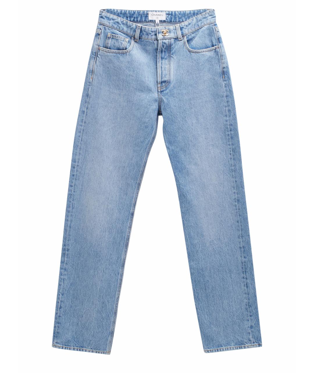 CHANEL Голубые хлопковые прямые джинсы, фото 1
