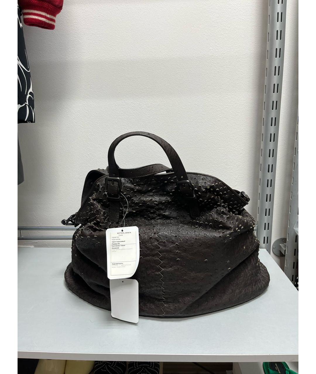 BOTTEGA VENETA Коричневая кожаная сумка с короткими ручками, фото 6