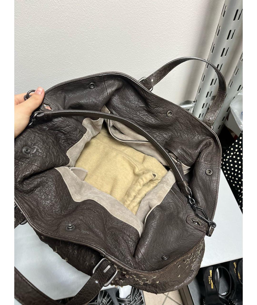 BOTTEGA VENETA Коричневая кожаная сумка с короткими ручками, фото 5