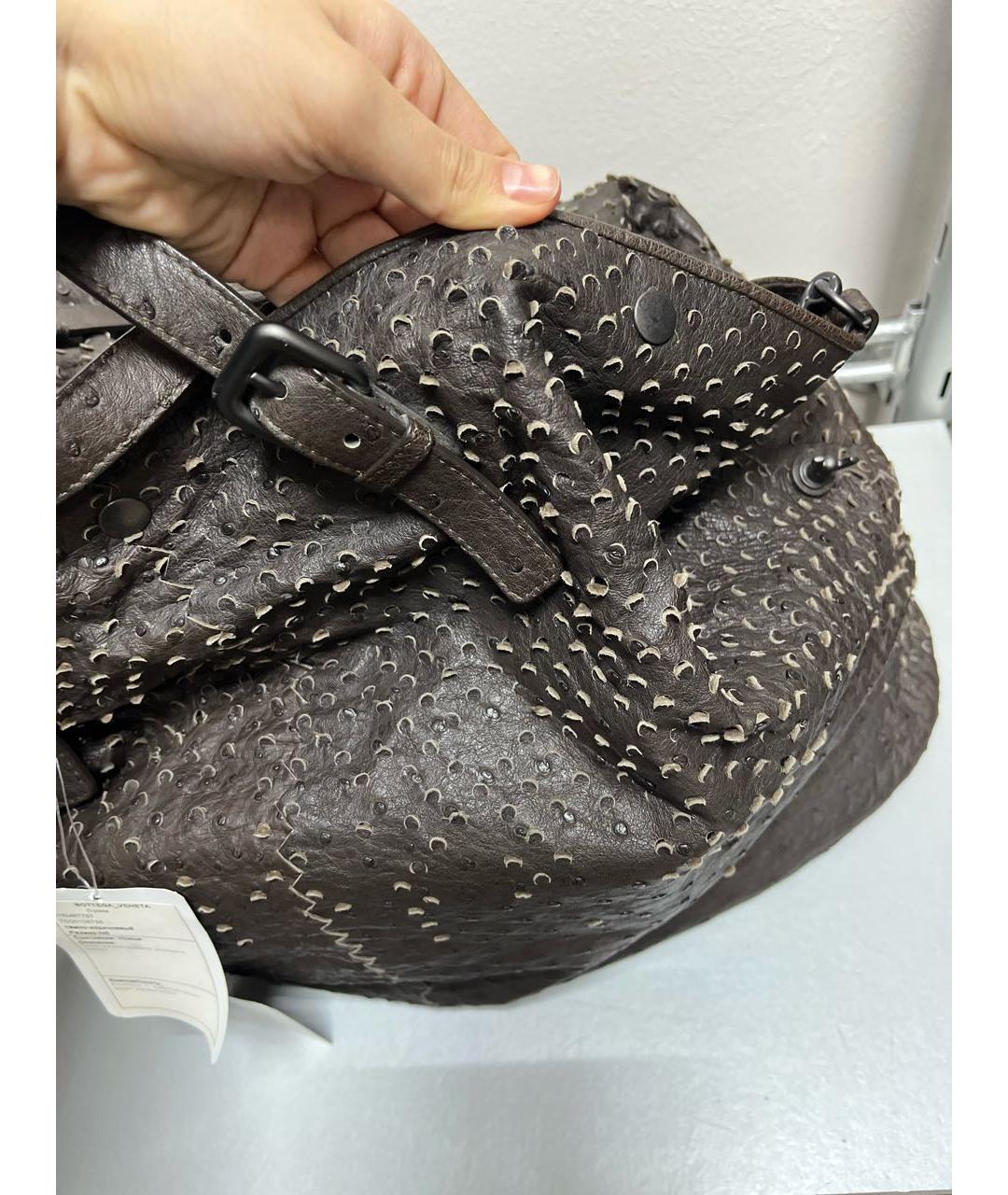 BOTTEGA VENETA Коричневая кожаная сумка с короткими ручками, фото 2