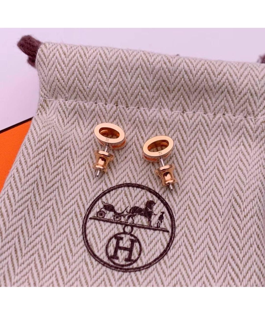 HERMES Розовые металлические серьги, фото 3