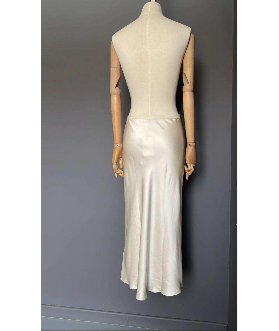 ANINE BING Бежевая шелковая юбка миди, фото 5