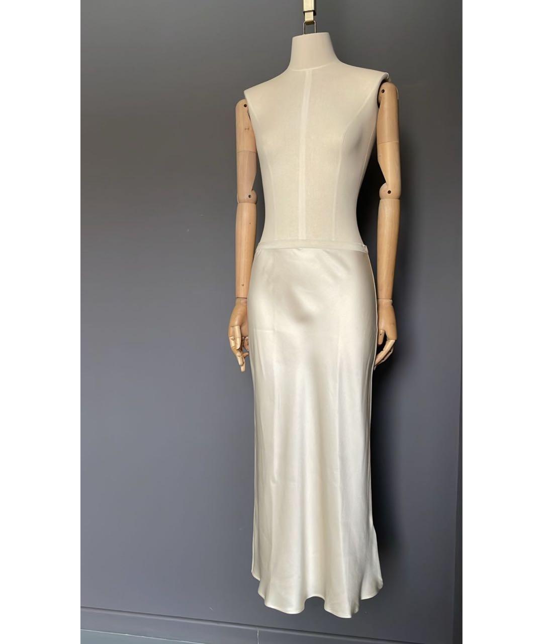 ANINE BING Бежевая шелковая юбка миди, фото 3