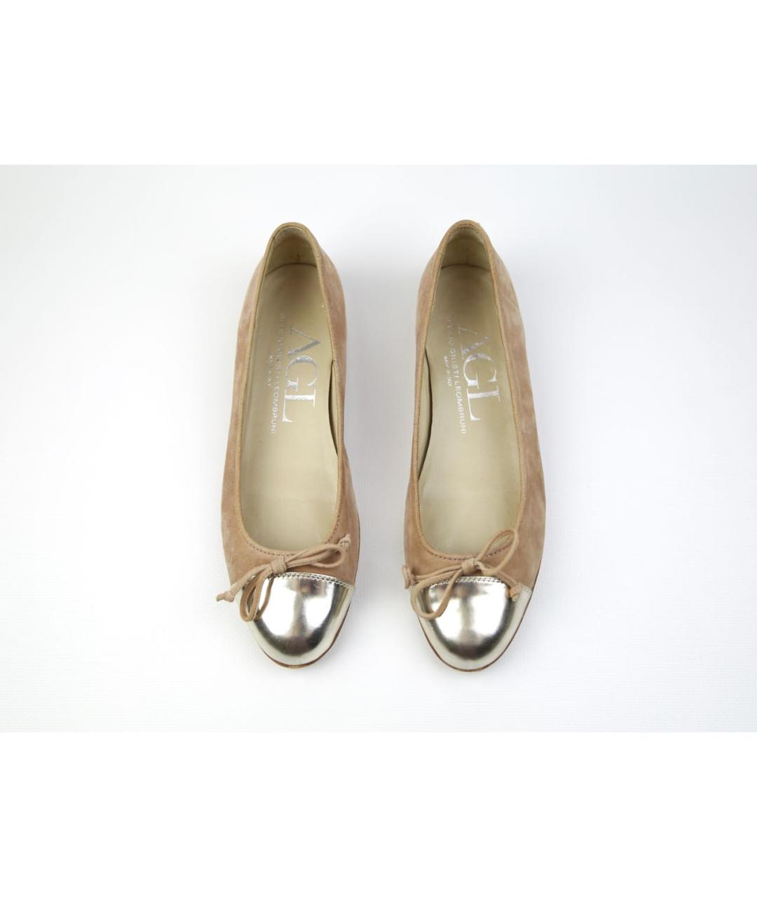 AGL Бежевые замшевые балетки, фото 3