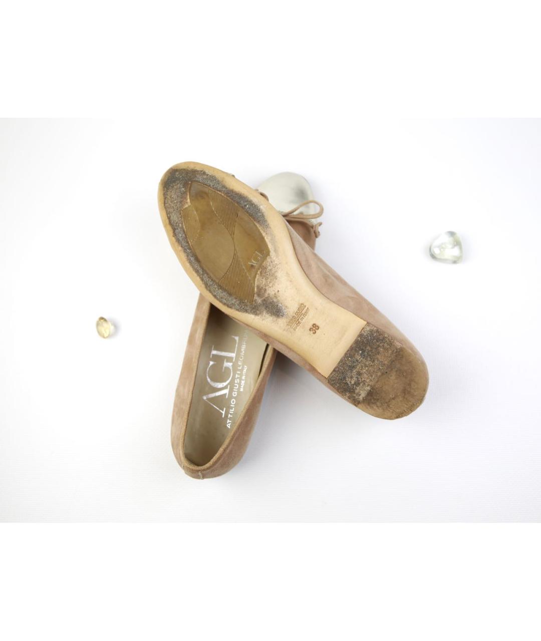 AGL Бежевые замшевые балетки, фото 8