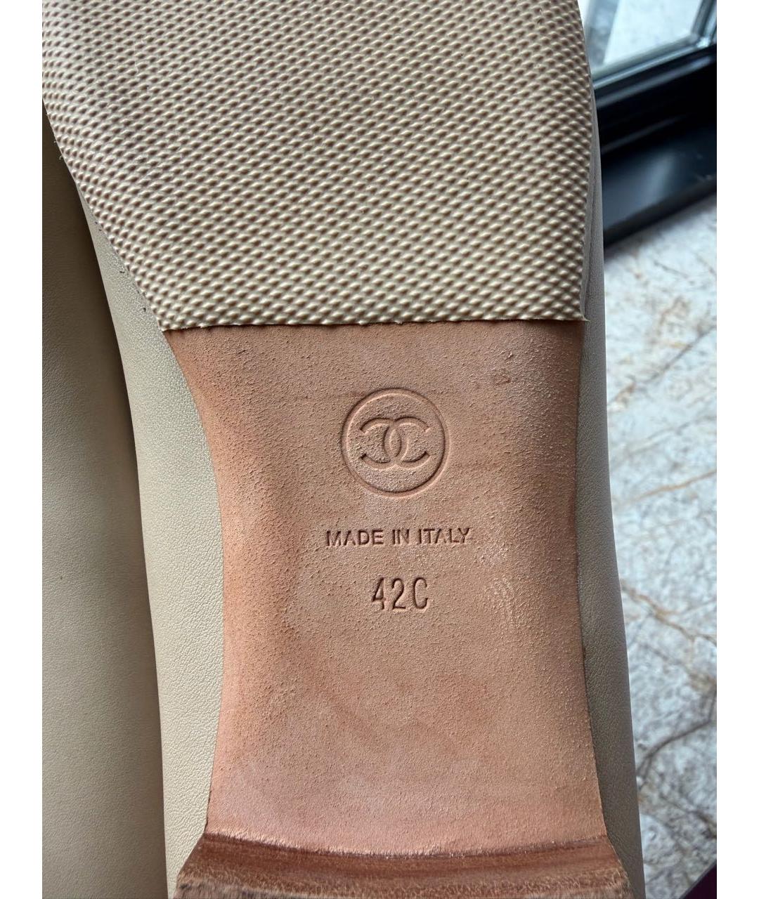 CHANEL Бежевые кожаные балетки, фото 6