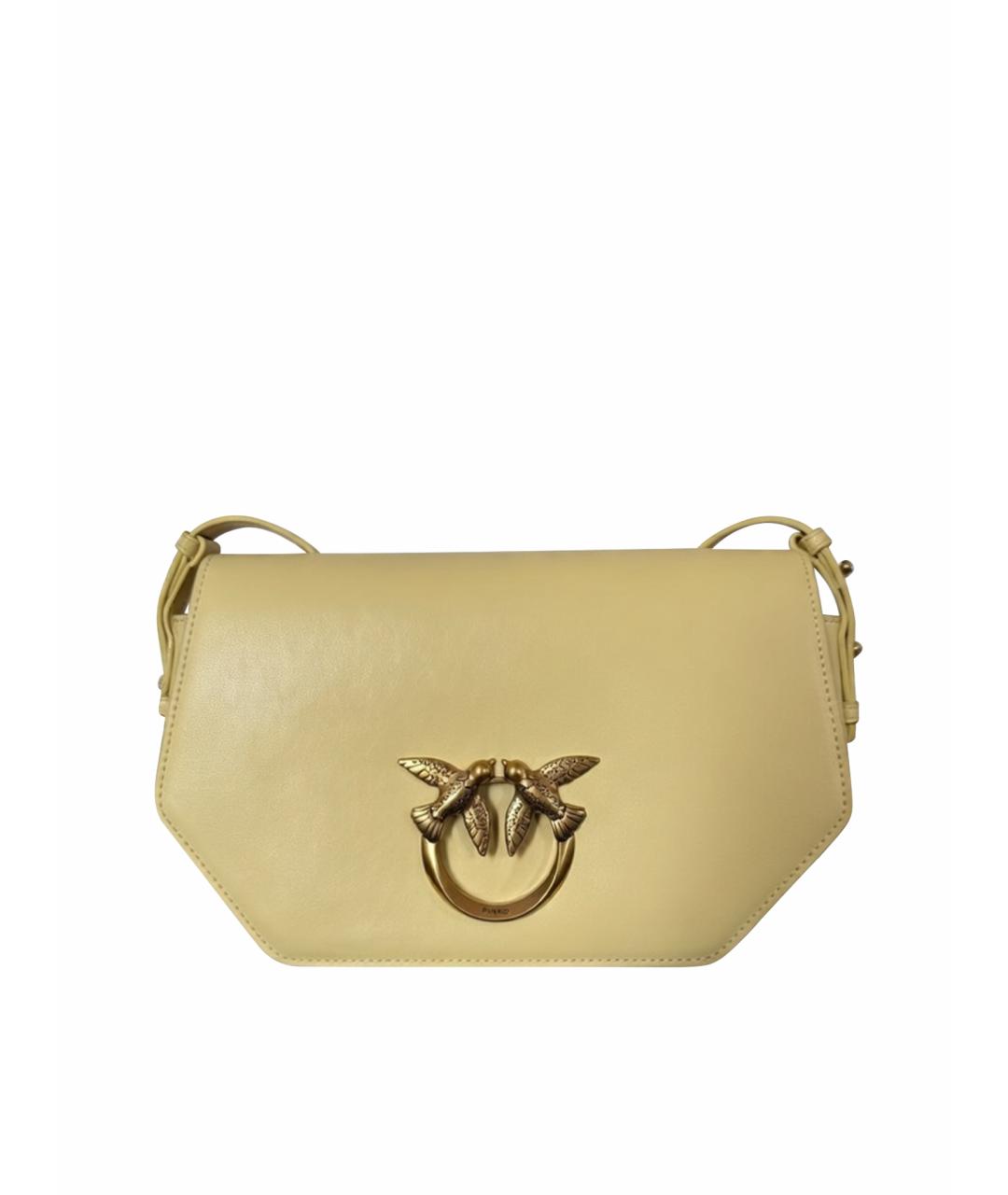 PINKO Желтая кожаная сумка через плечо, фото 1