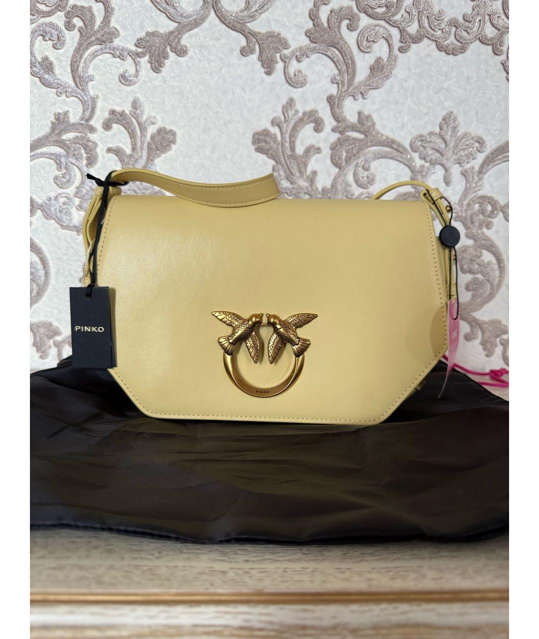 PINKO Желтая кожаная сумка через плечо, фото 8