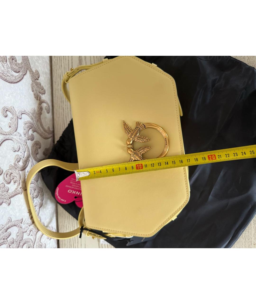 PINKO Желтая кожаная сумка через плечо, фото 7