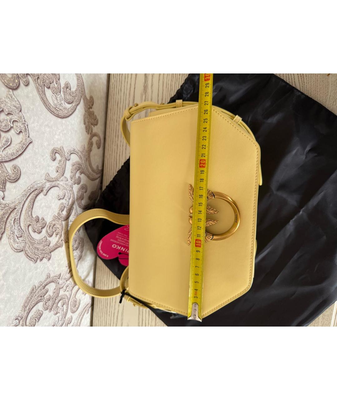 PINKO Желтая кожаная сумка через плечо, фото 6