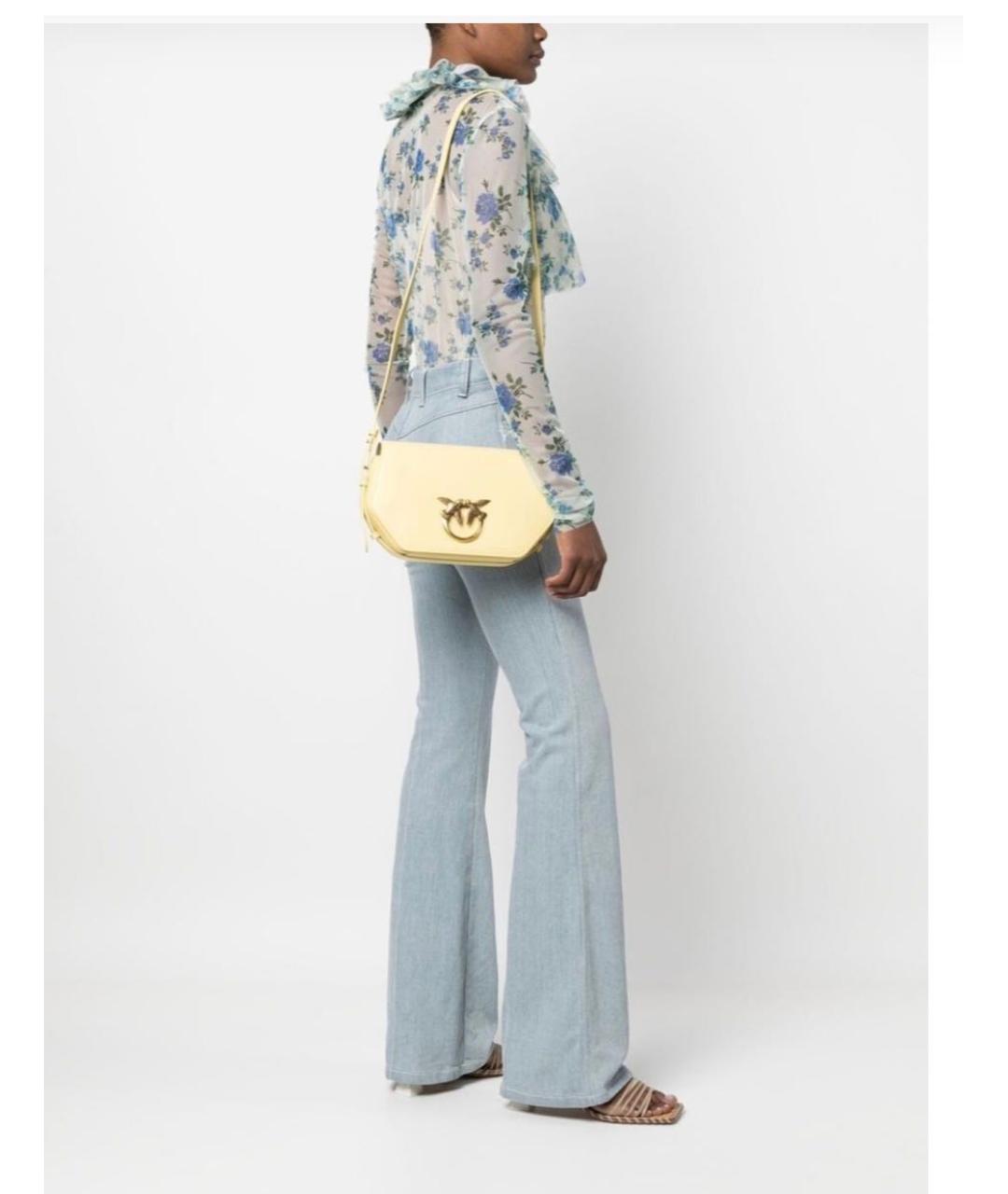 PINKO Желтая кожаная сумка через плечо, фото 5