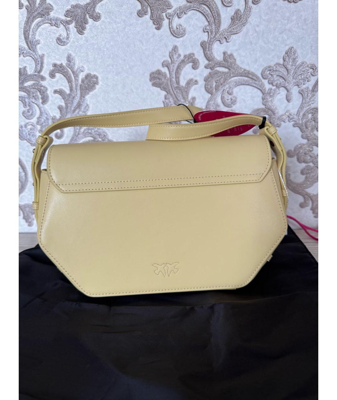 PINKO Желтая кожаная сумка через плечо, фото 3