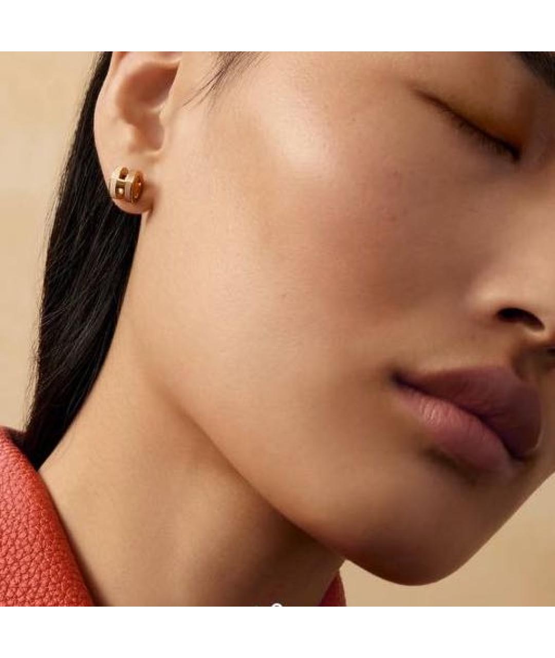 HERMES Бежевые металлические серьги, фото 2