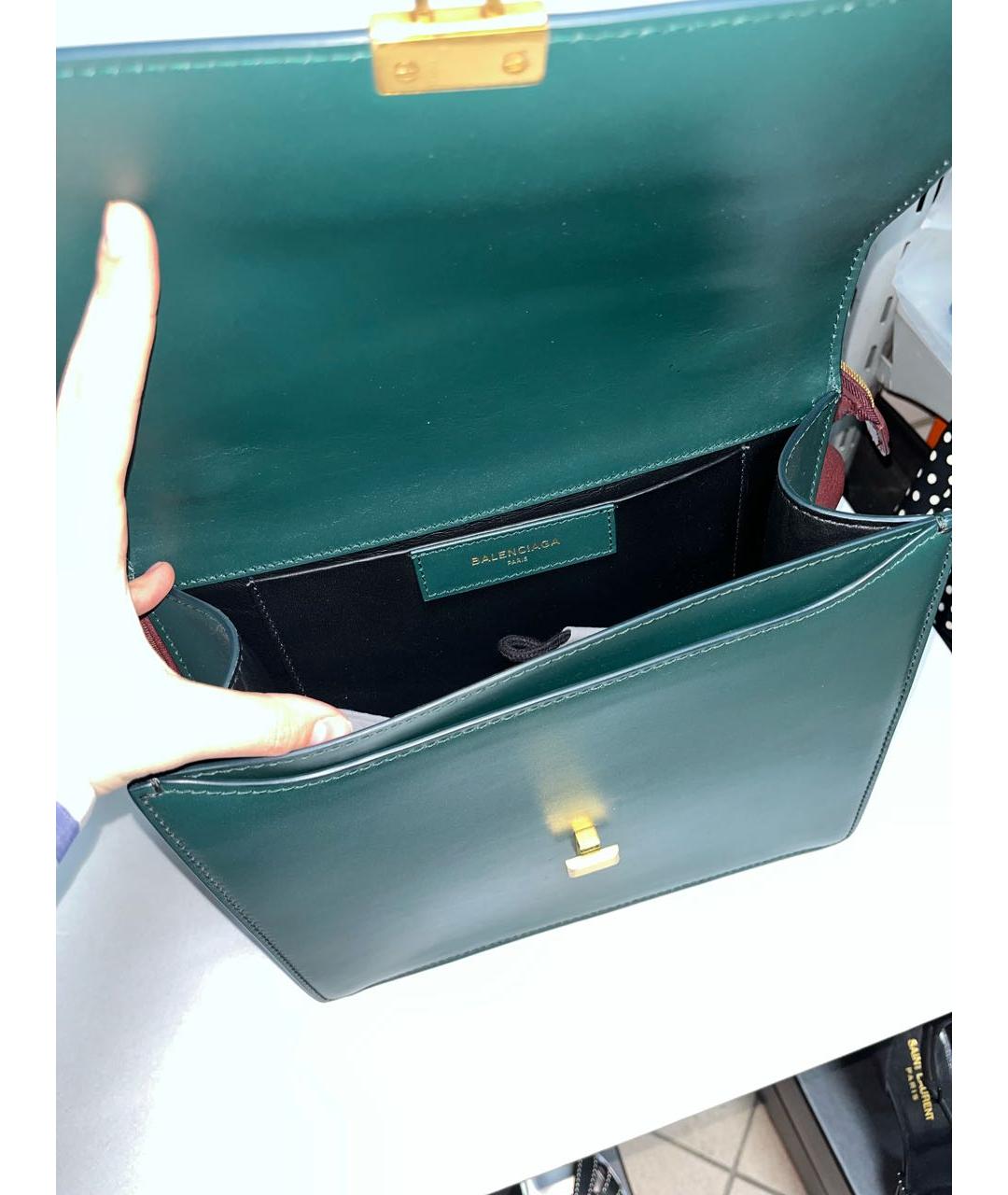 BALENCIAGA Зеленая кожаная сумка с короткими ручками, фото 4