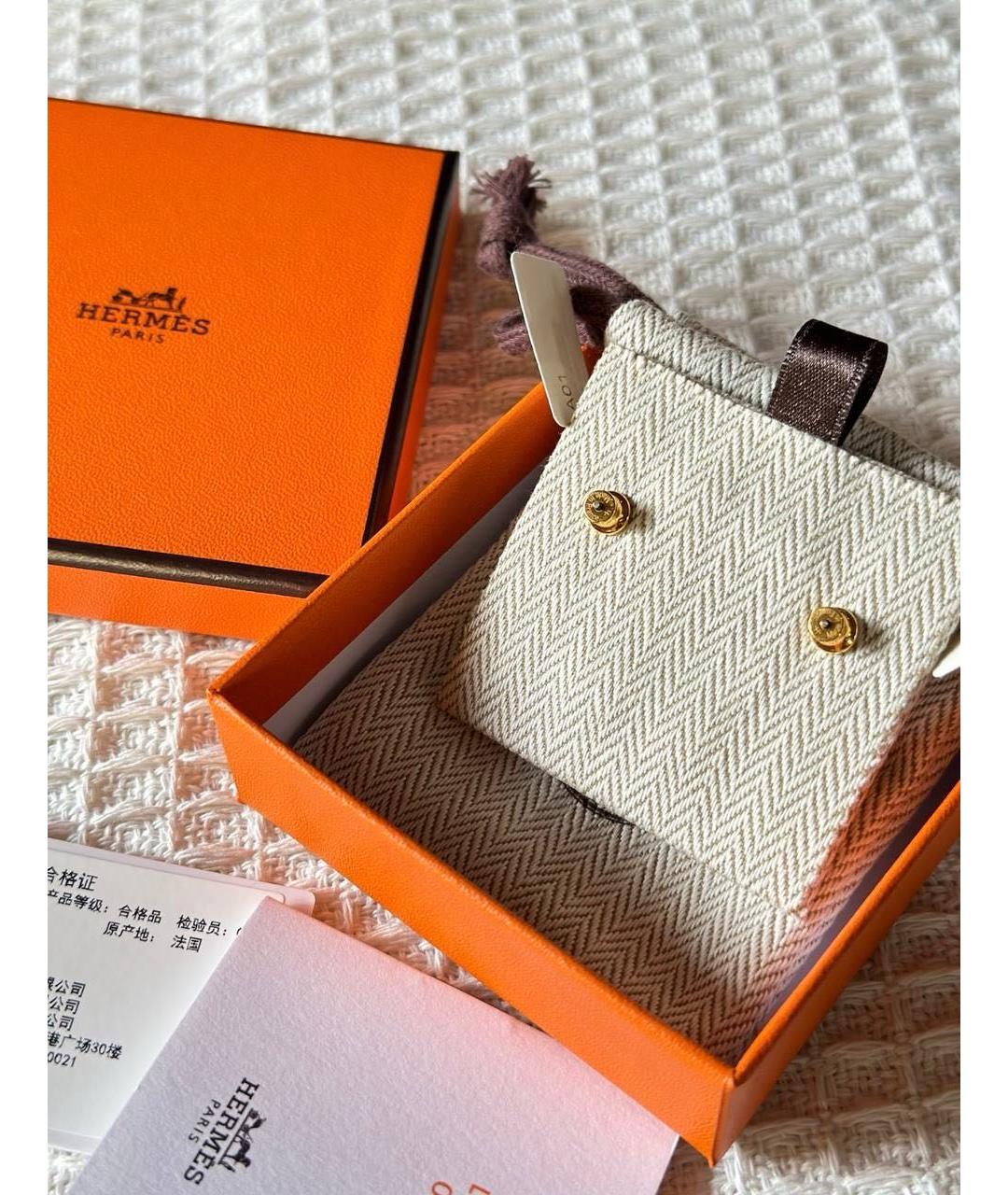 HERMES Розовые металлические серьги, фото 3