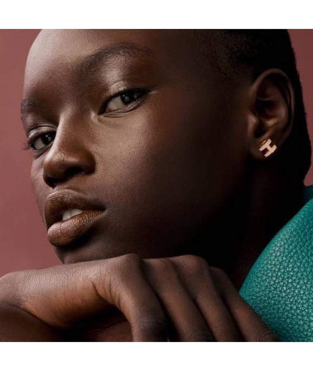 HERMES Розовые металлические серьги, фото 4