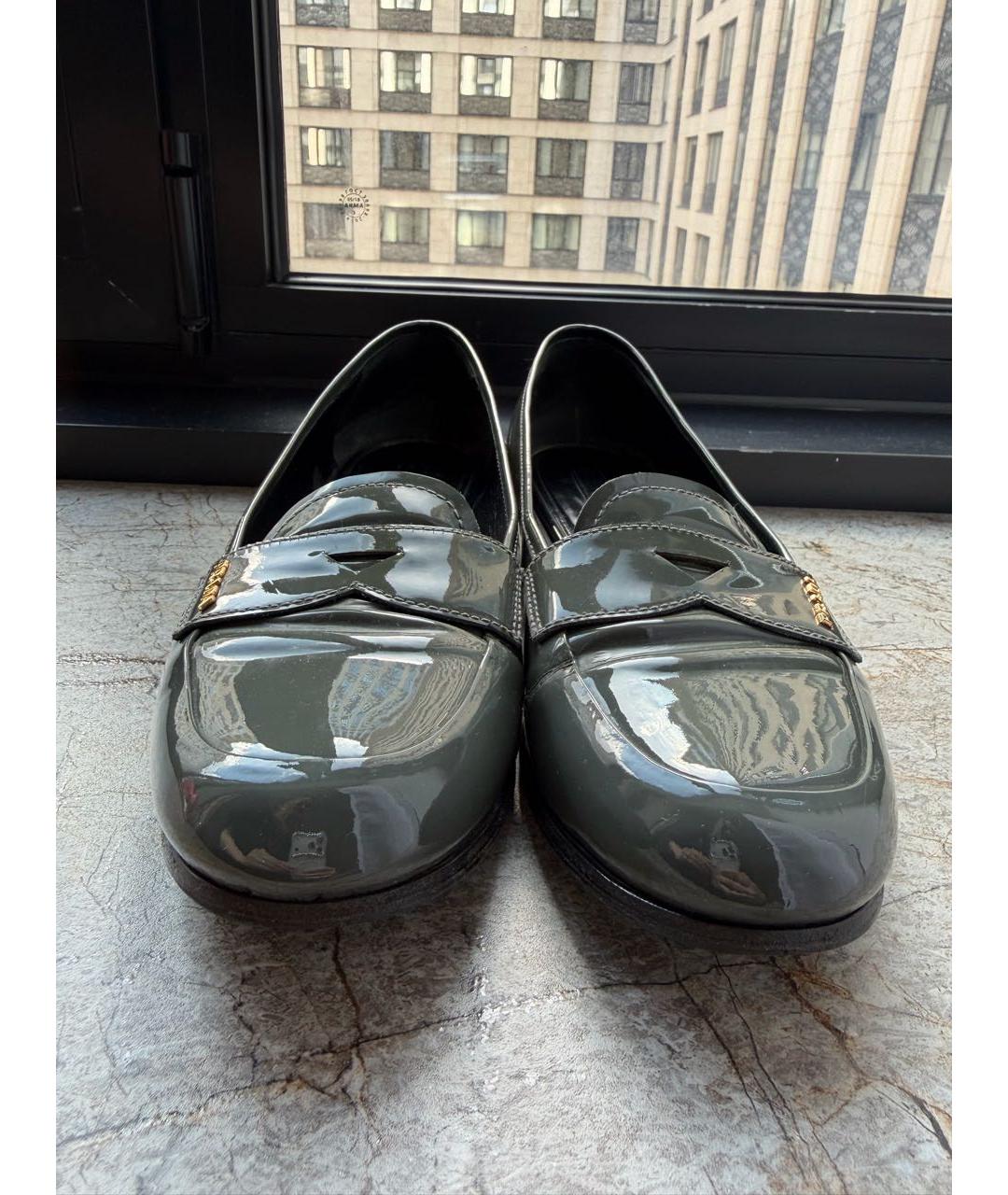 PRADA Серые балетки из лакированной кожи, фото 2