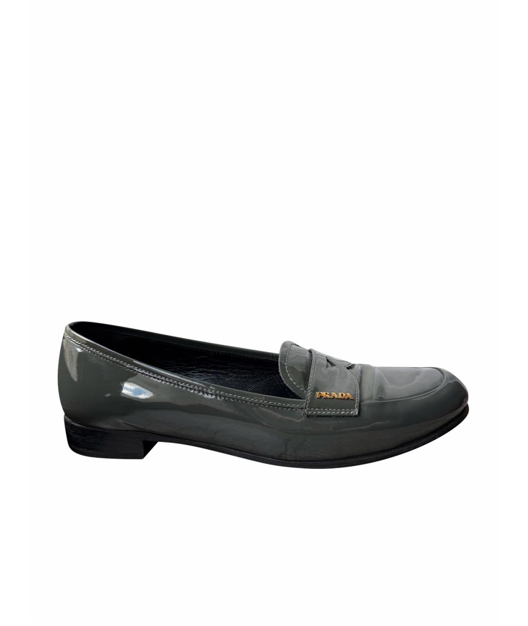 PRADA Серые балетки из лакированной кожи, фото 1