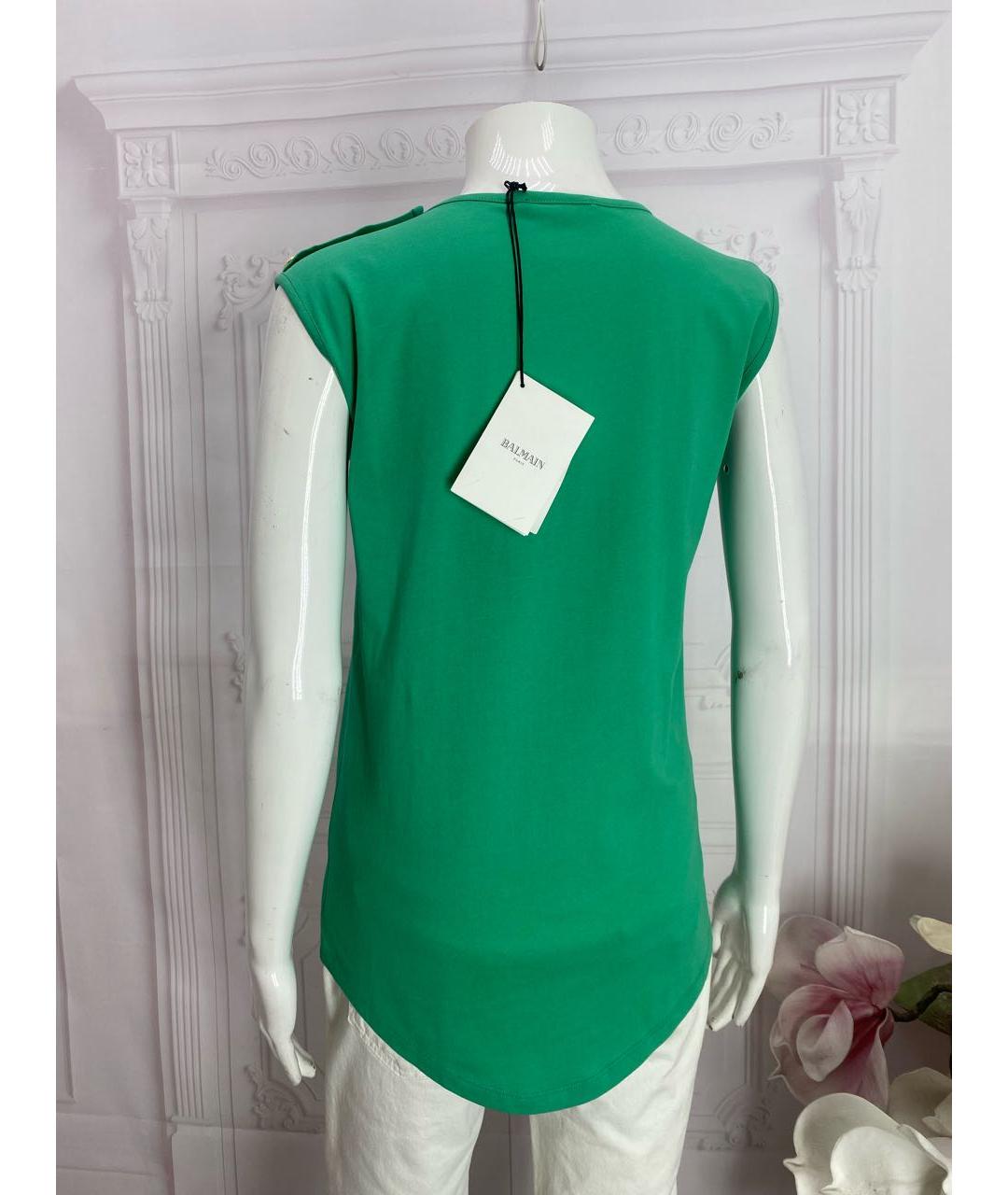 BALMAIN Зеленая хлопковая майка, фото 8