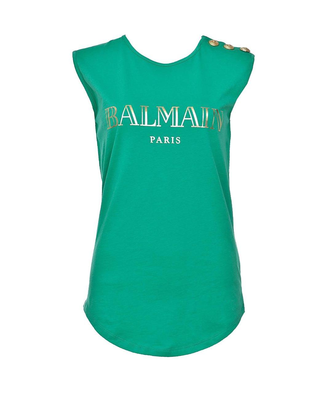 BALMAIN Зеленая хлопковая майка, фото 9