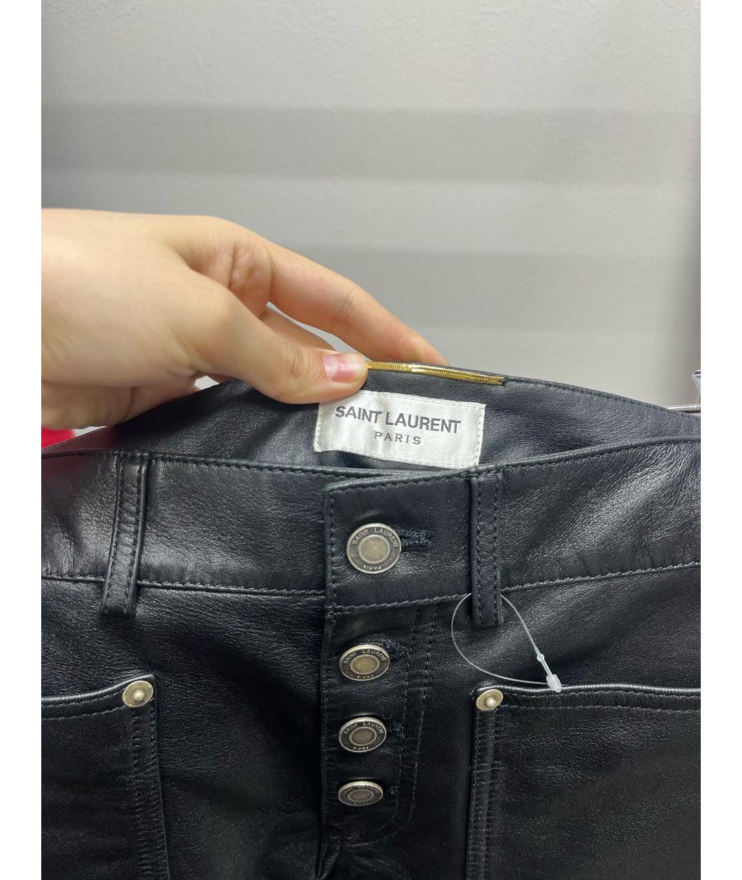 SAINT LAURENT Черные кожаные шорты, фото 4