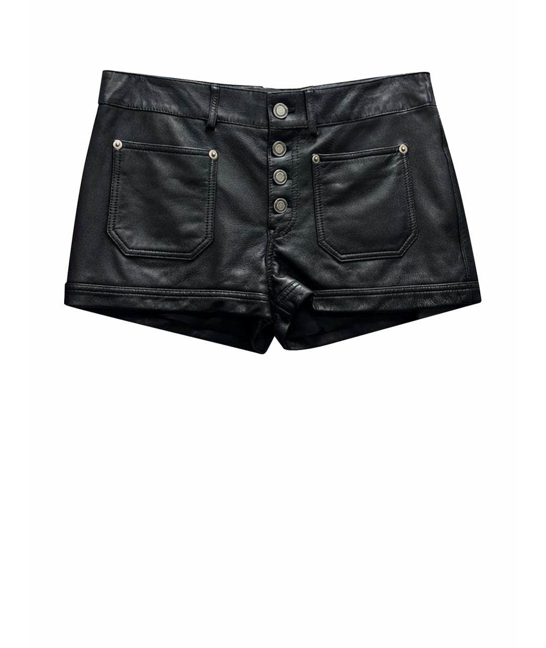 SAINT LAURENT Черные кожаные шорты, фото 1