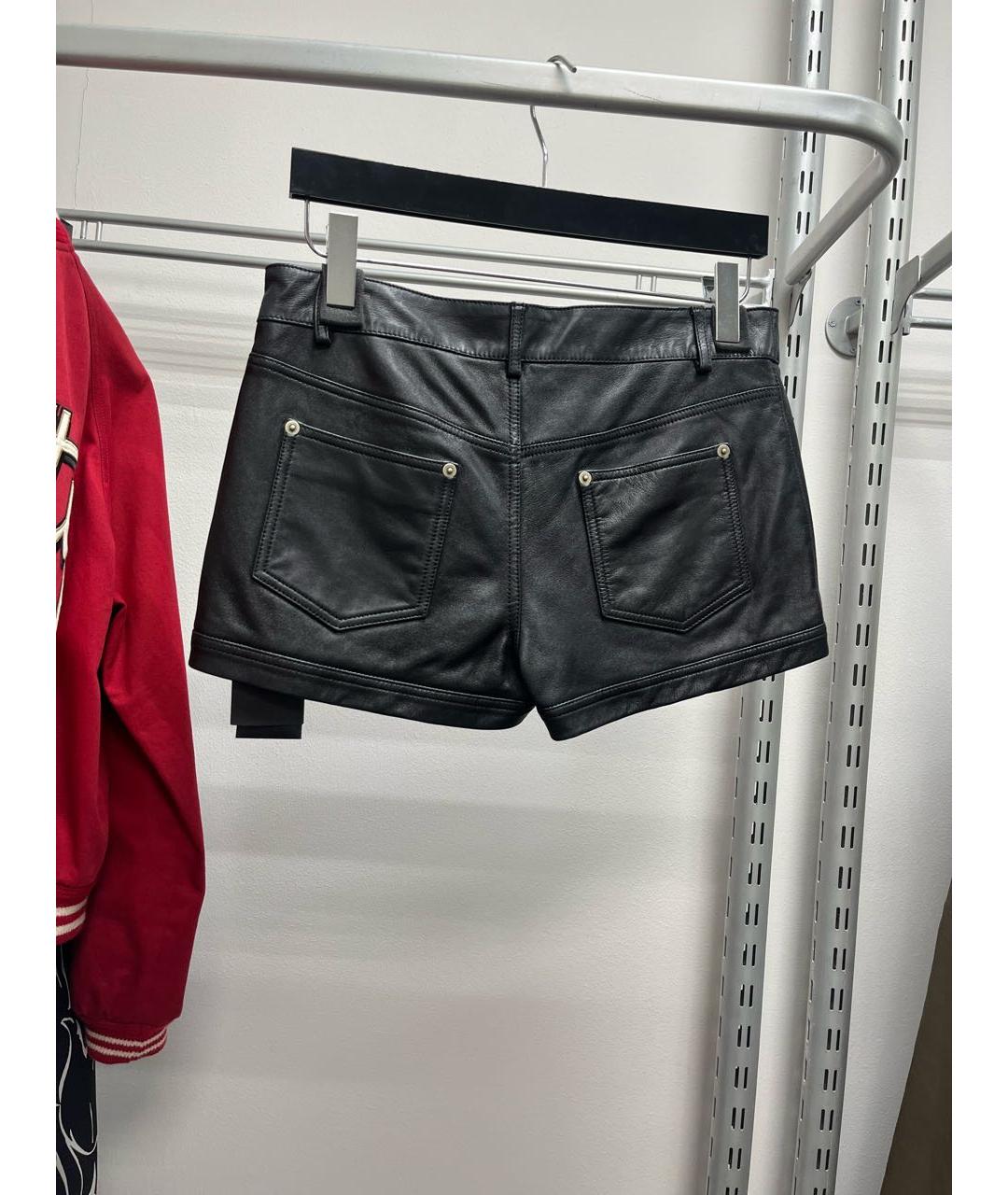 SAINT LAURENT Черные кожаные шорты, фото 3
