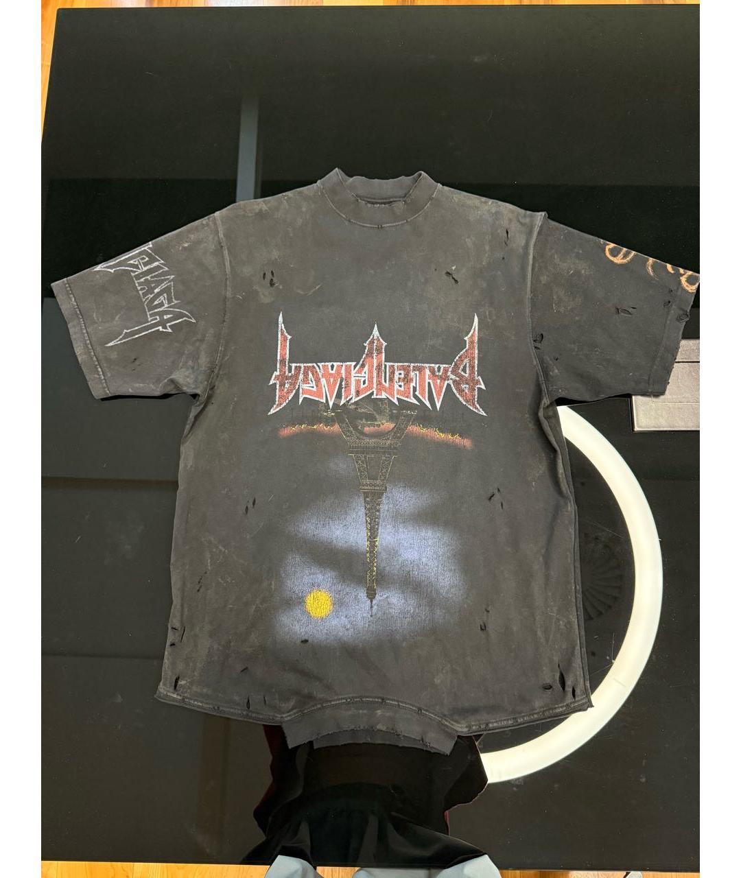 BALENCIAGA Антрацитовая хлопковая футболка, фото 5