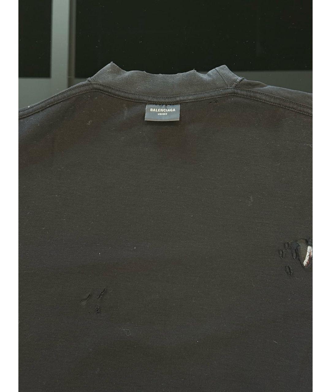 BALENCIAGA Антрацитовая хлопковая футболка, фото 3