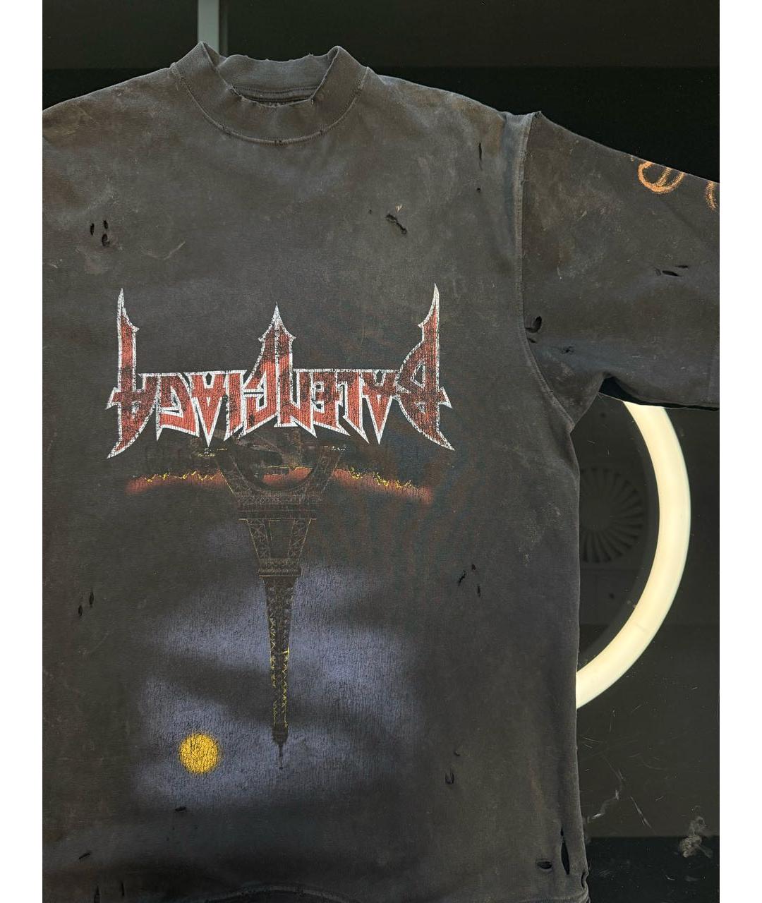 BALENCIAGA Антрацитовая хлопковая футболка, фото 4