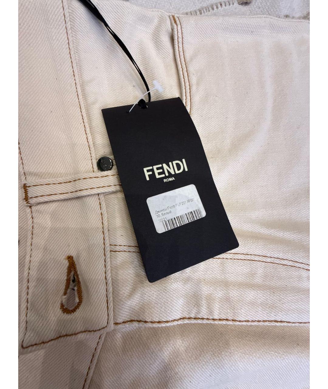 FENDI Бежевые хлопковые джинсы слим, фото 5
