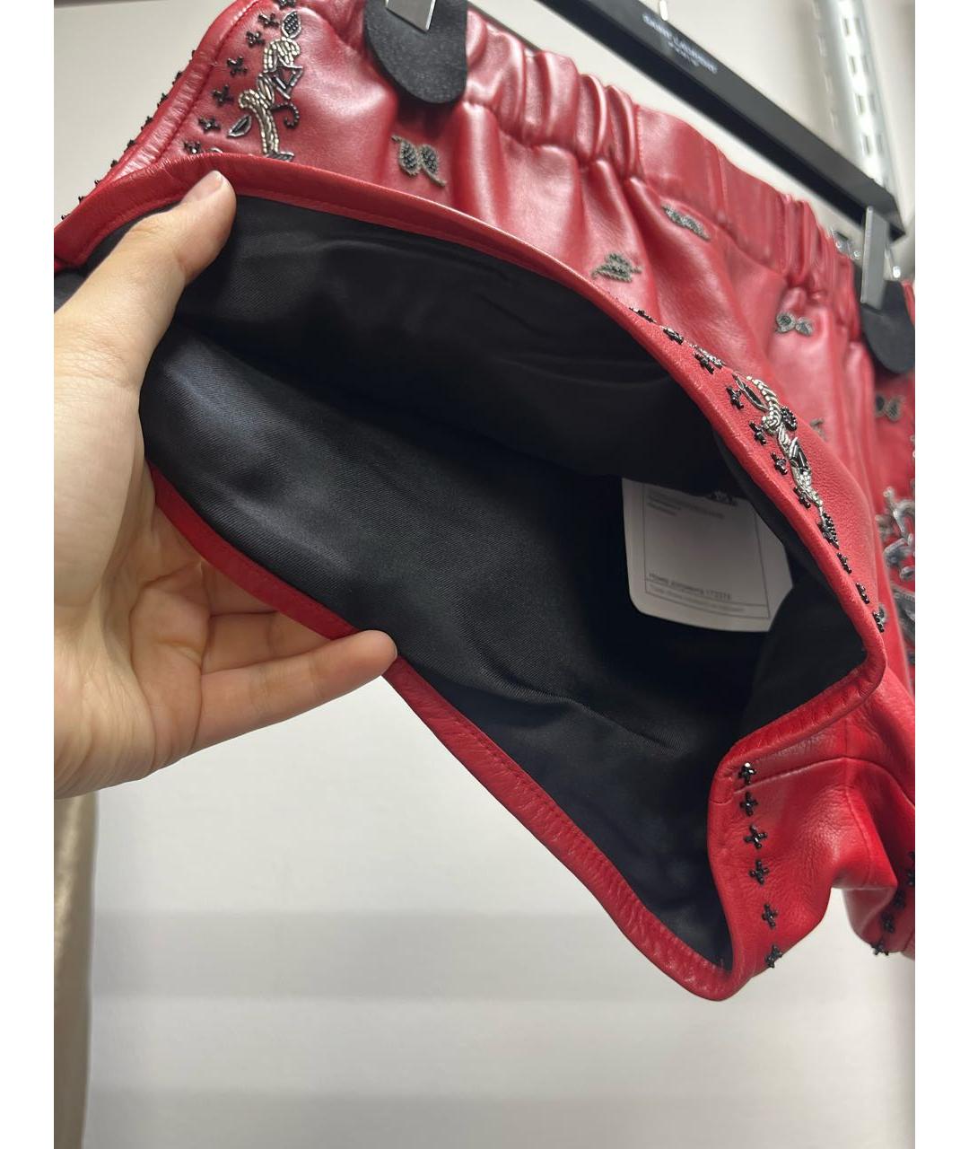 SAINT LAURENT Красные кожаные шорты, фото 5