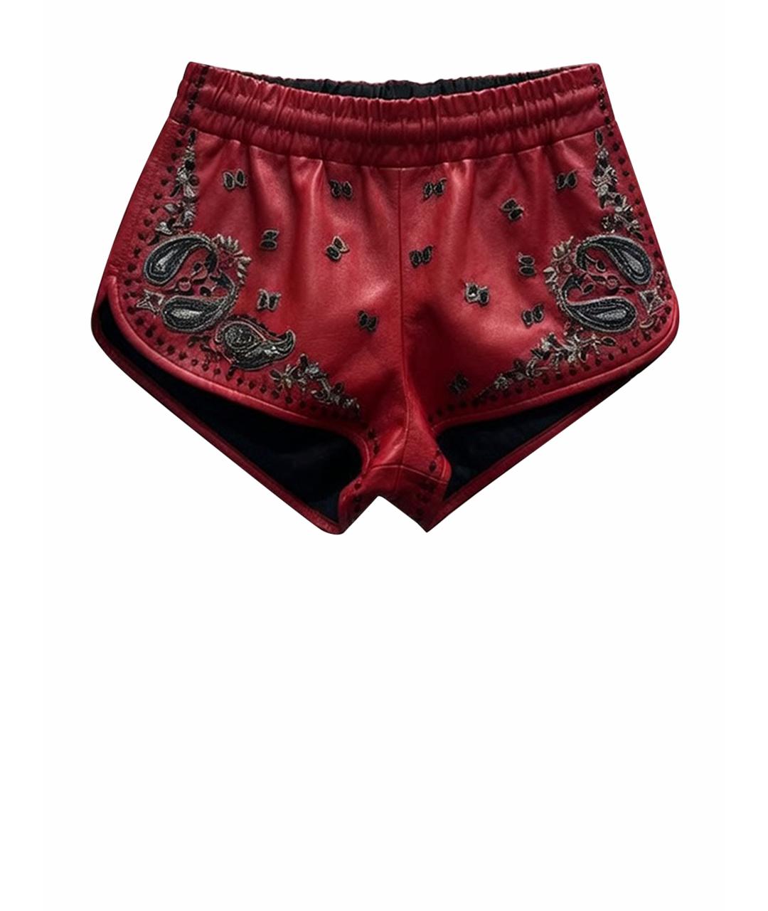 SAINT LAURENT Красные кожаные шорты, фото 1