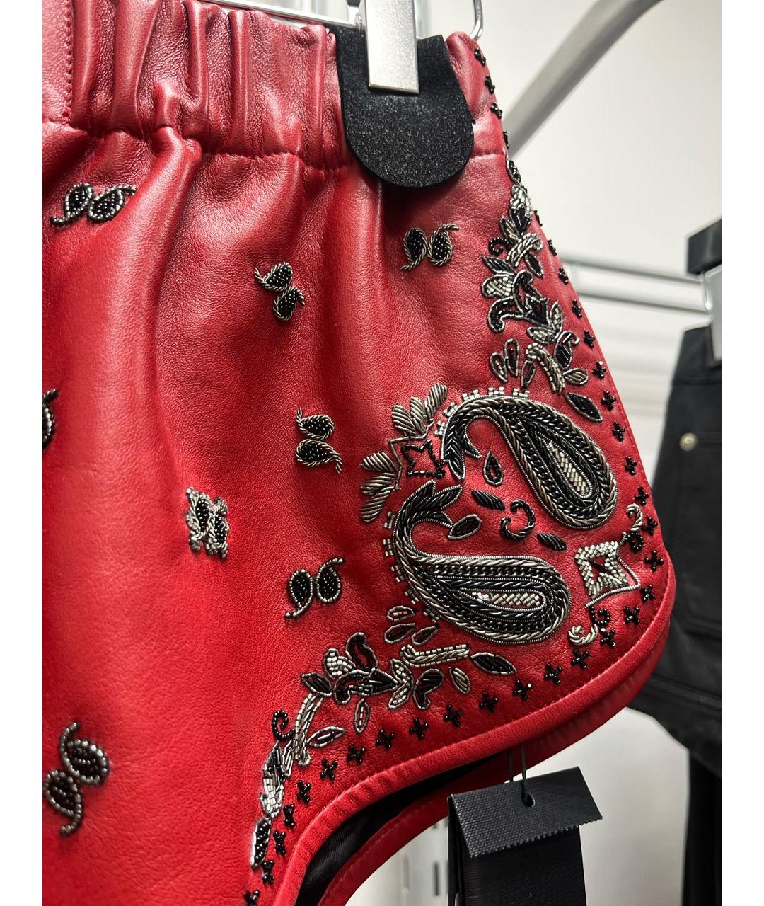 SAINT LAURENT Красные кожаные шорты, фото 2