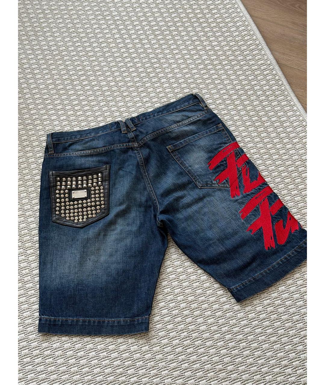 PHILIPP PLEIN Темно-синие деним шорты, фото 5