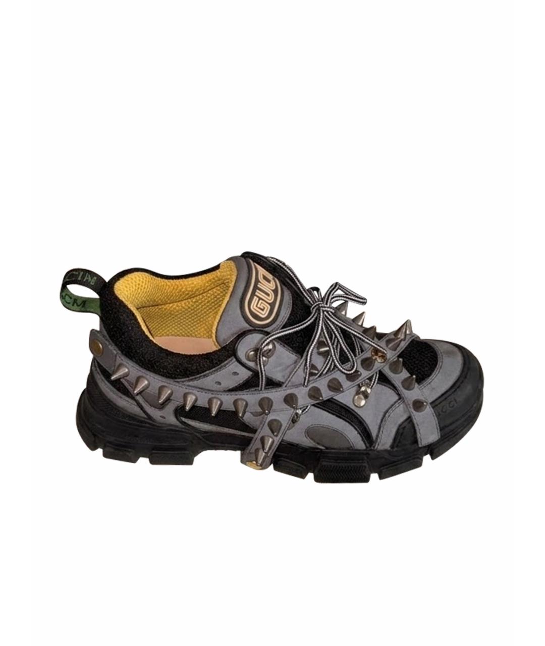 GUCCI Антрацитовые текстильные низкие кроссовки / кеды, фото 5