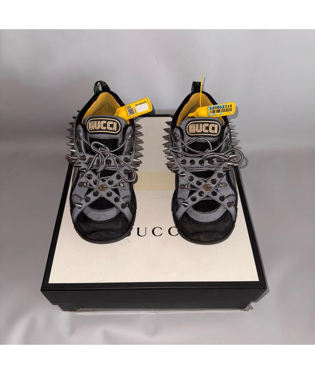 GUCCI Антрацитовые текстильные низкие кроссовки / кеды, фото 2