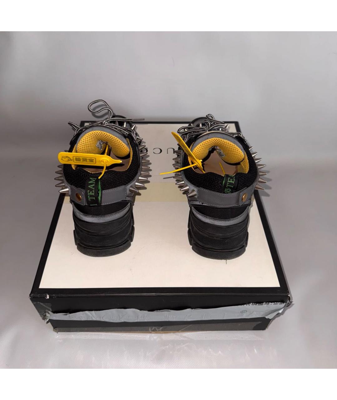 GUCCI Антрацитовые текстильные низкие кроссовки / кеды, фото 3